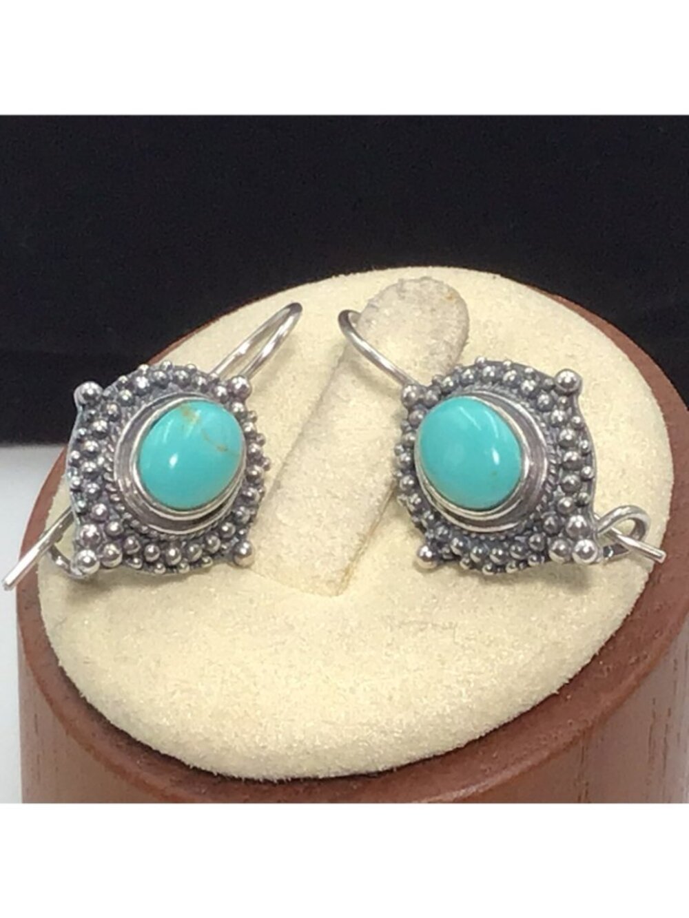 Sterling Silver Turquoise Earrings Vintage Dangle 5.9g 1.25” - Picture 4 of 8